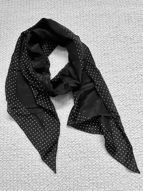 Lauren Ralph Lauren Silk Polka Dot Scarf | Black White Twill Oblong Scarf
